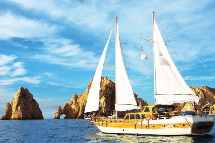 a small boat in a large body of water