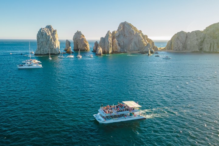 a small boat in a large body of water
