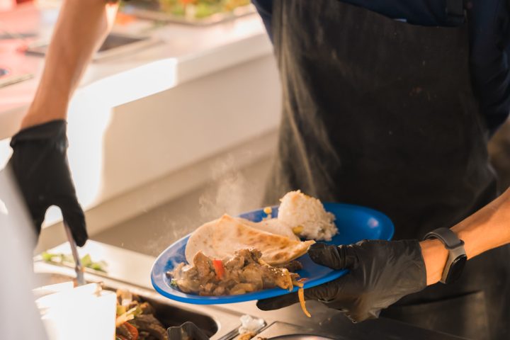 a person preparing food in a kitchen